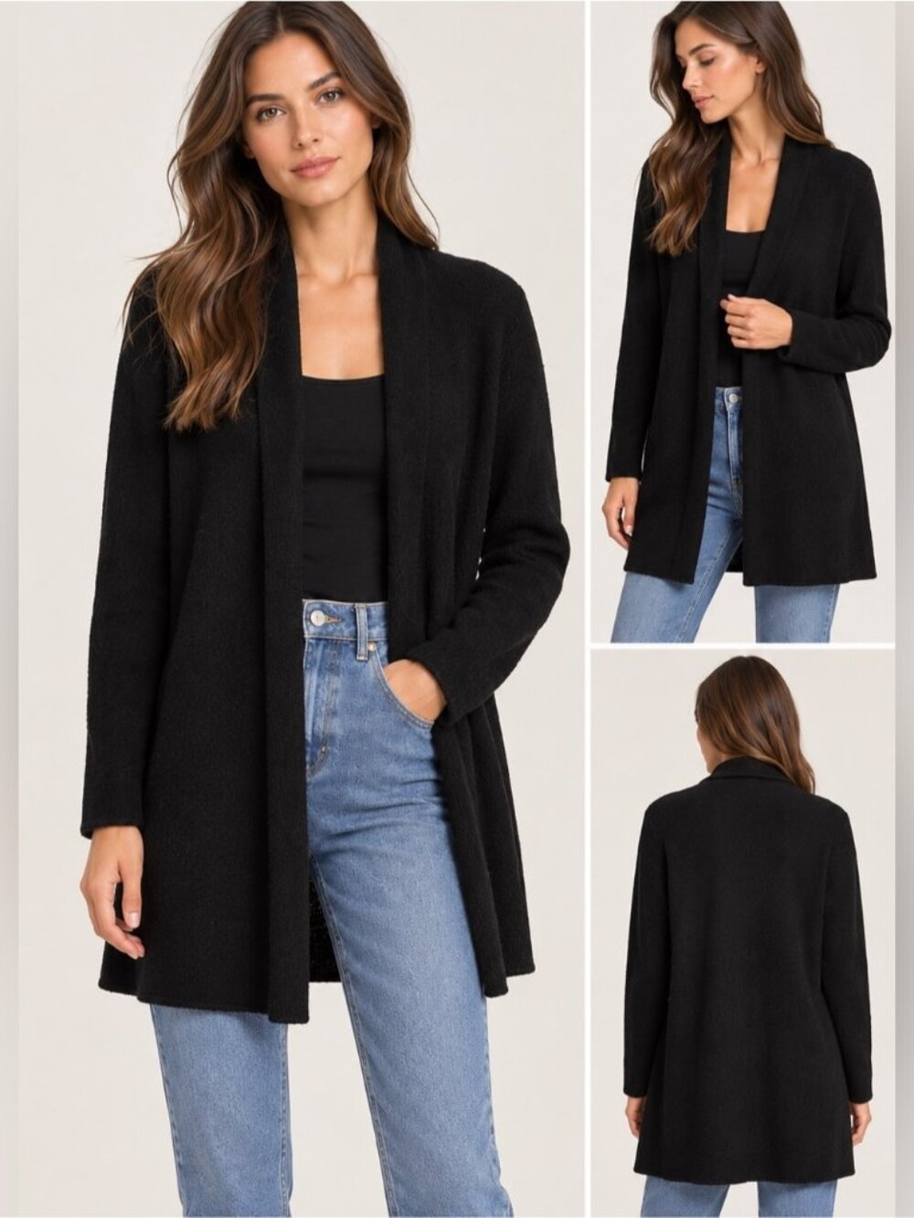 MANTÙ 100% Cashmere Long Open Front Cardigan size EU 44 Mantu